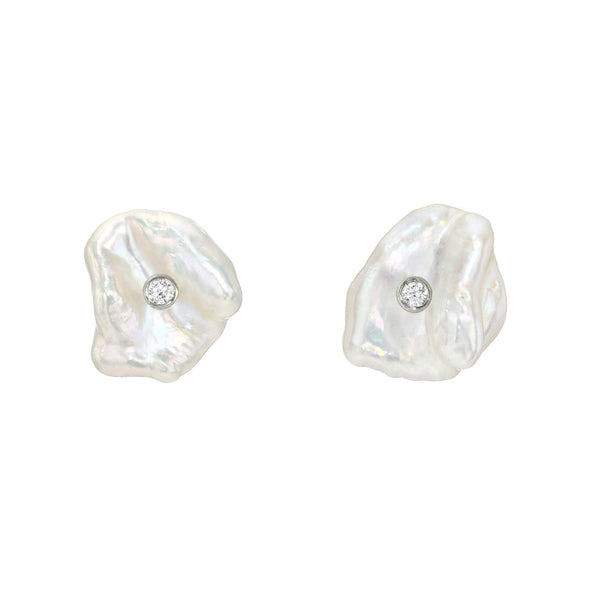 Keshi Earrings with Diamonds EA-1