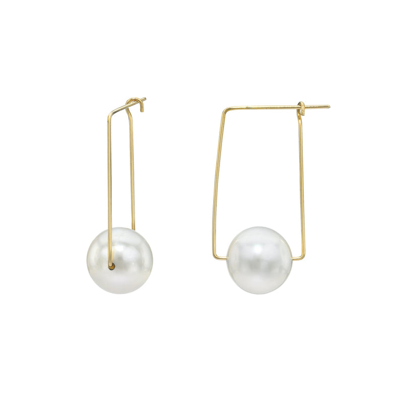 Geometric Gold Akoya Pearl Earrings EA-2