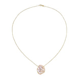 Unique Gold/Peach Keshi Pearl Necklace with Diamond