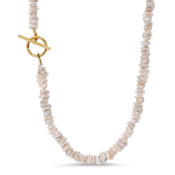 Stacked Peach Keshi Style Pearl Necklace