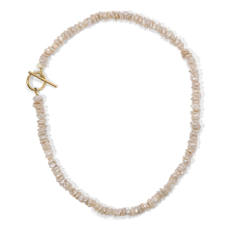 Stacked Peach Keshi Style Pearl Necklace