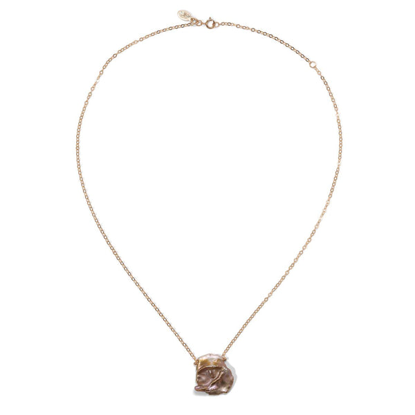Keshi K18-36 Gold Plum Tone Pearl Necklace