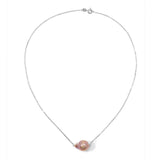 Peach Gold tone P8-16 Baroque Pearl Floating Necklace