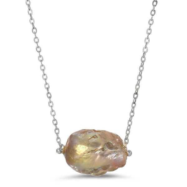 Plum Bronze Gold P9-16 Baroque Pearl Necklace